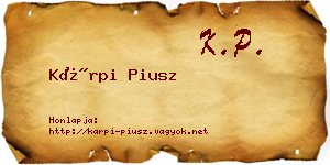 Kárpi Piusz névjegykártya
